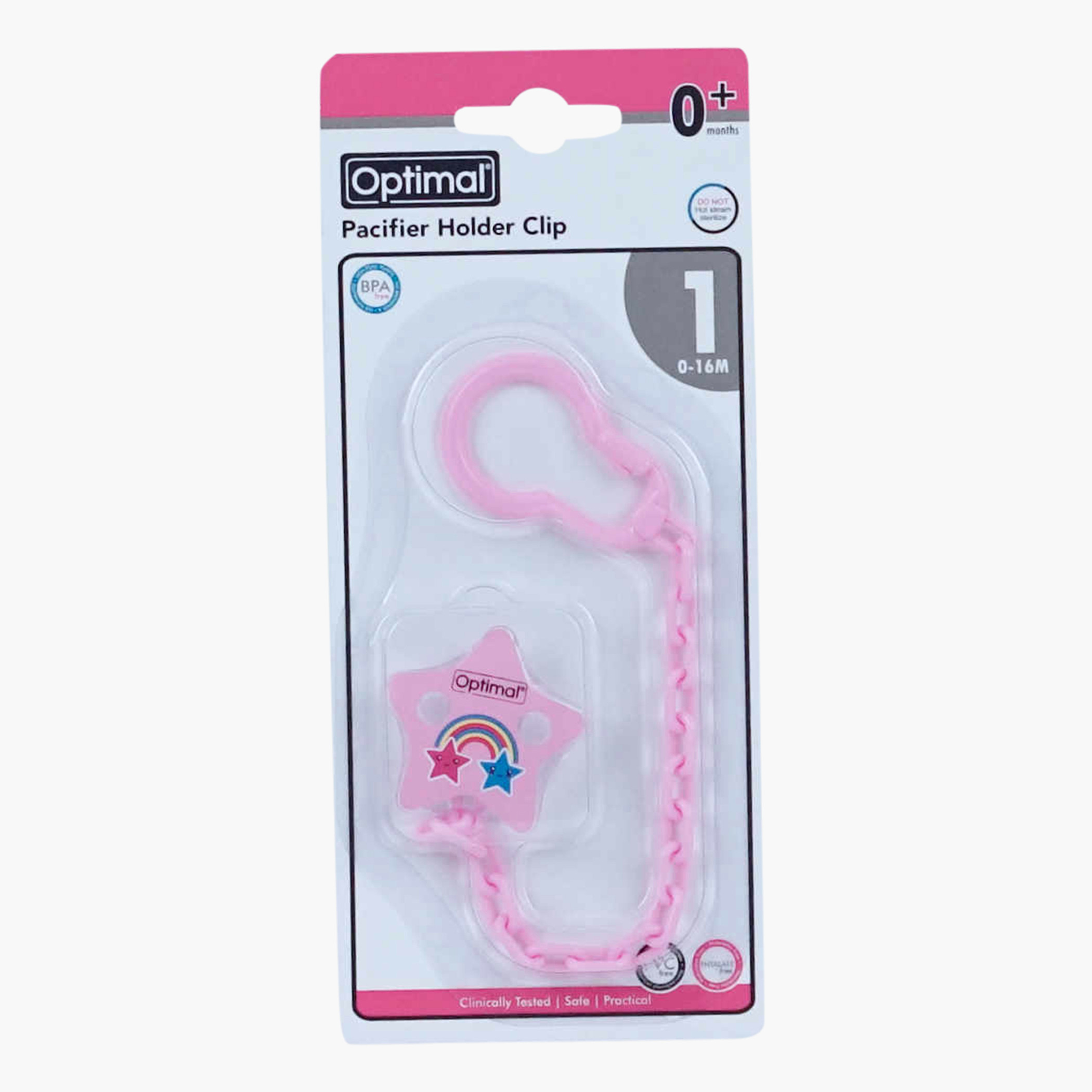 Optimal Star Print Pacifier Holder Clip with Chain-baby-feeding-pacifiers-image-1
