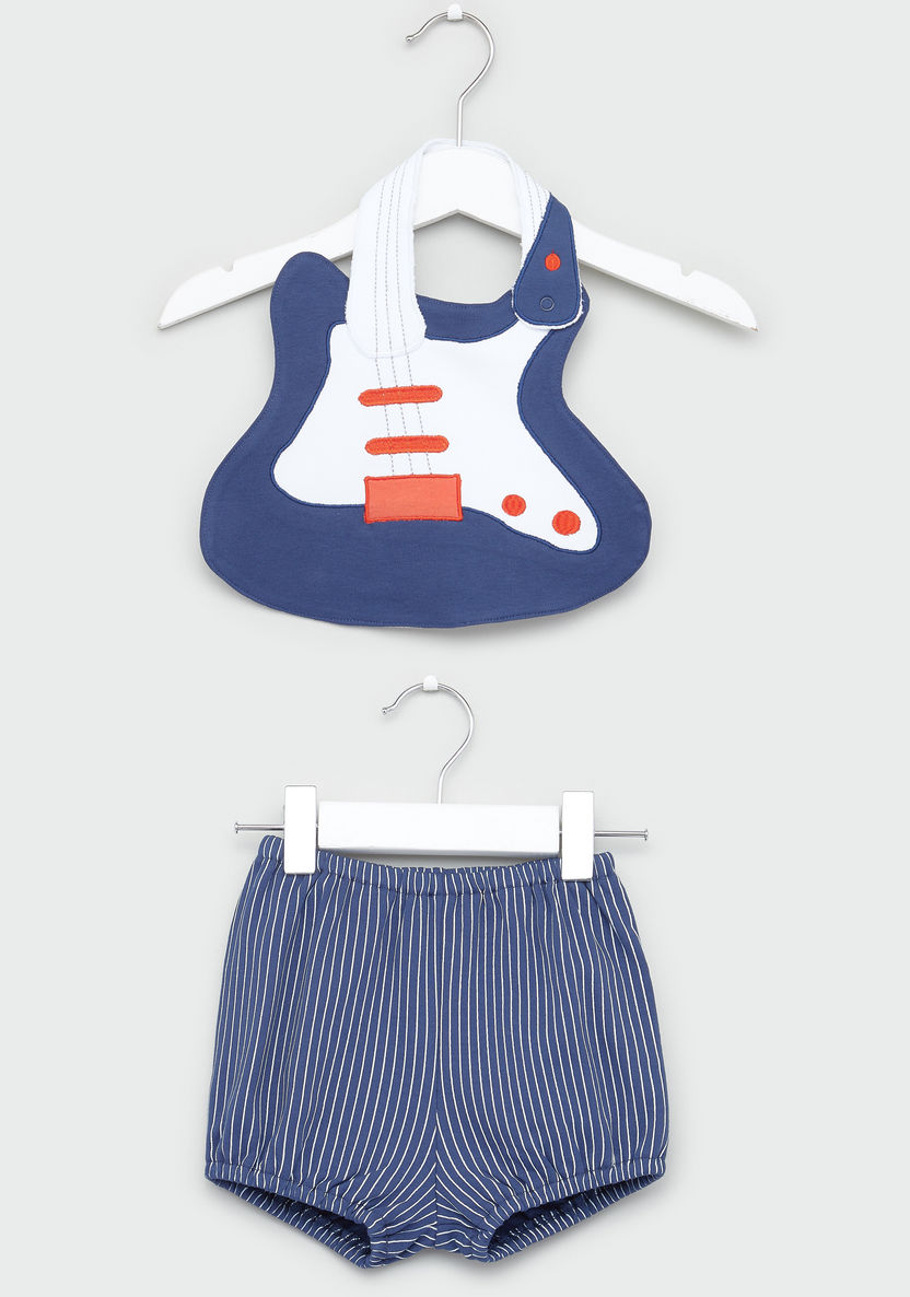 Juniors Guitar Shaped Bib and Striped Shorts Set-Bibs and Burp Cloths-image-0