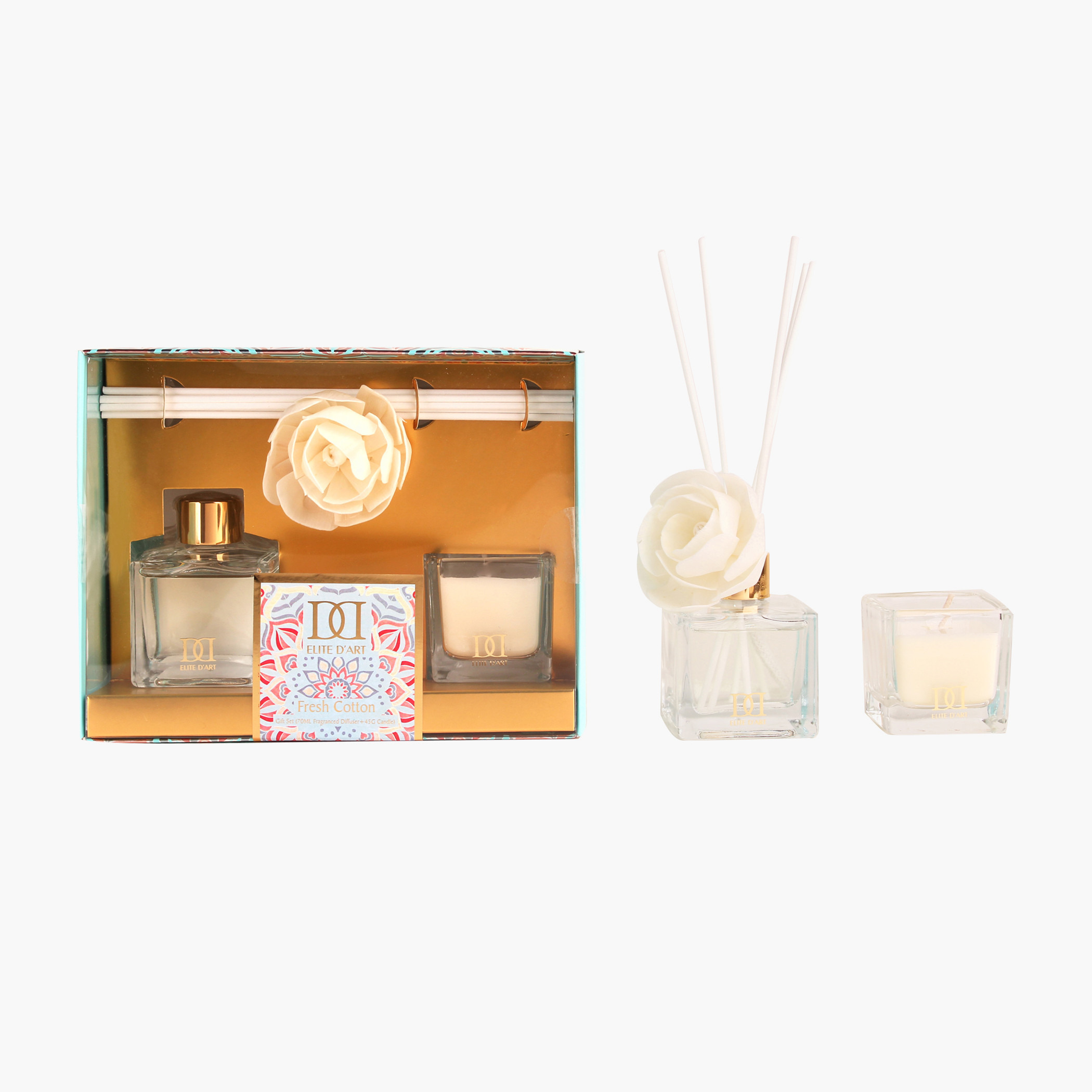Fresh Cotton Fragrance Diffuser and Scented Candle Gift Set-household-homefragrance-fragrancegiftset-image-2