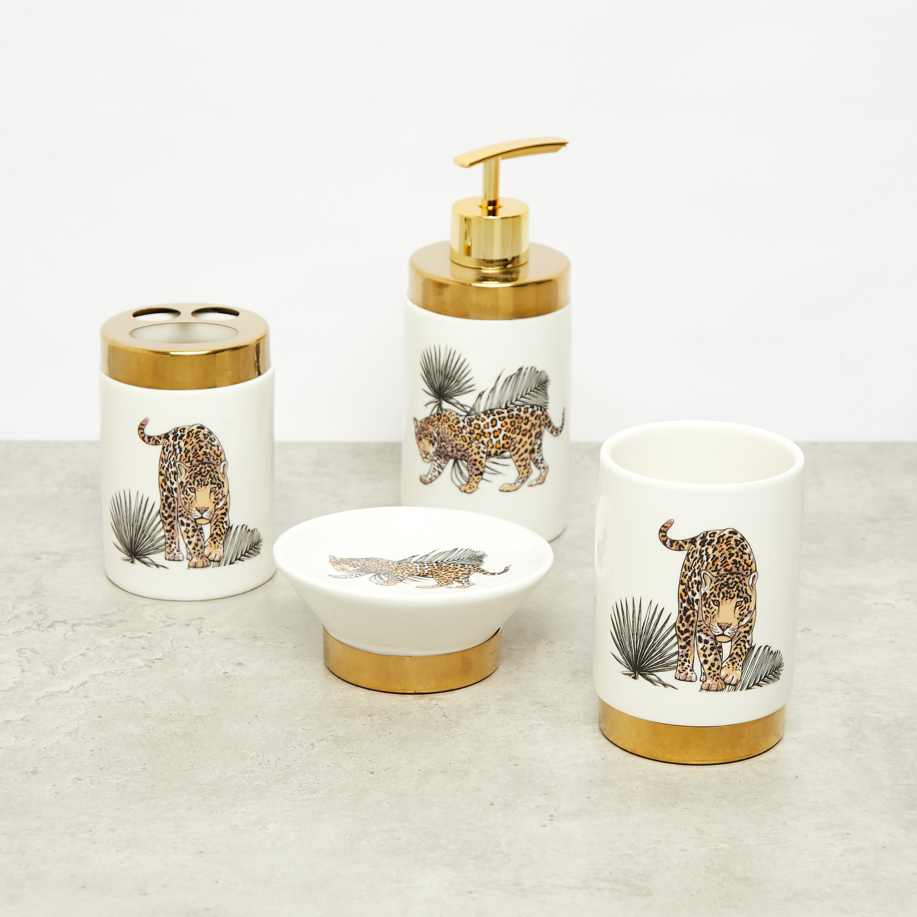 طقم اكسسوارات حمام 4 قطع بطبعات نمر-household-bathandlaundry-bathaccessories-bathaccessorysets-image-1