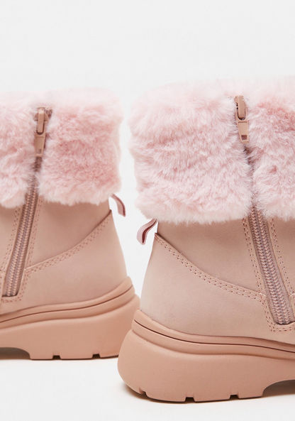 Little Missy Fur Accented Ankle Boots with Zip Closure-Girl%27s Boots-image-4