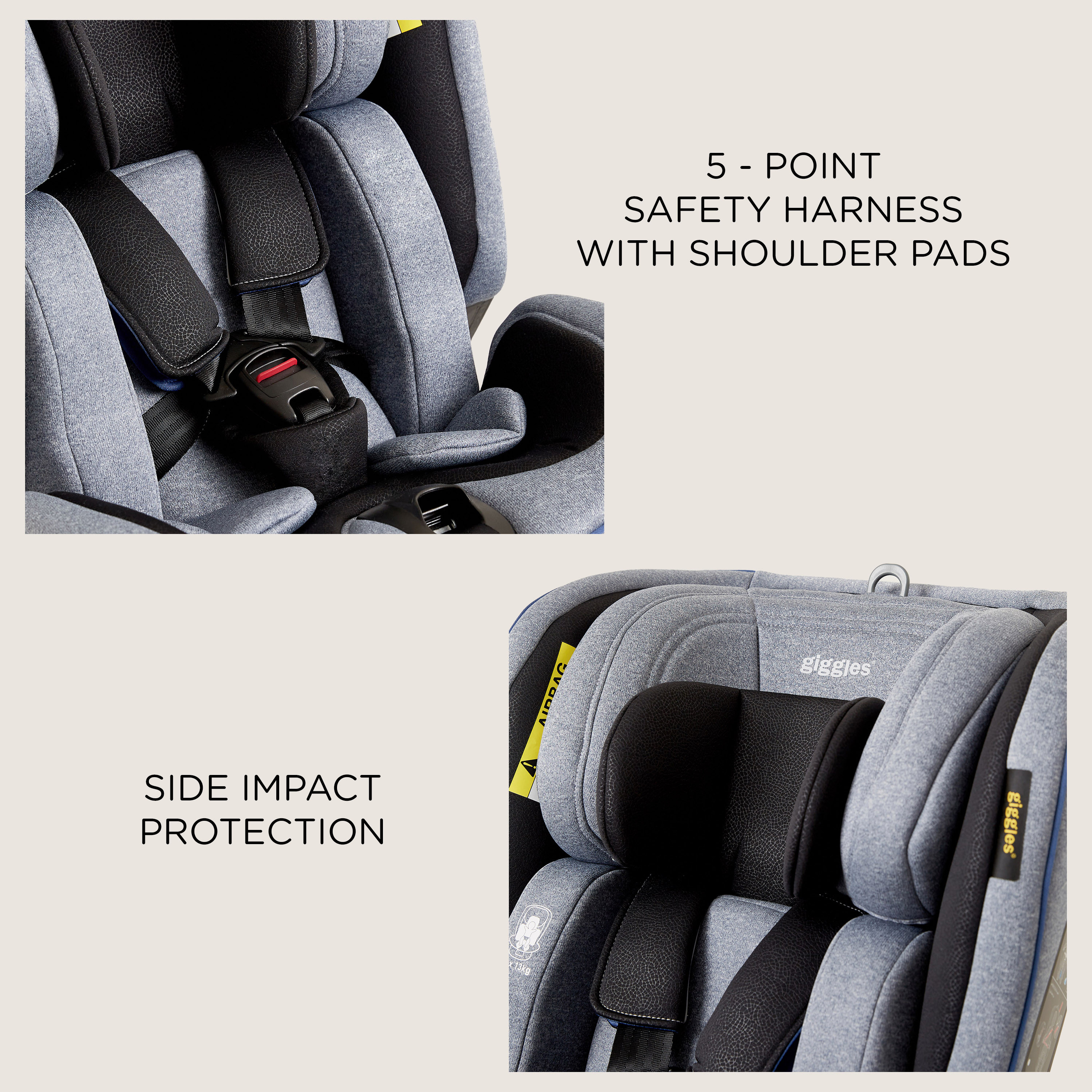 Giggles OrbitFix 4-in-1 Car Seat - Grey (Up to 12 years)-baby-gear-carseats-image-9