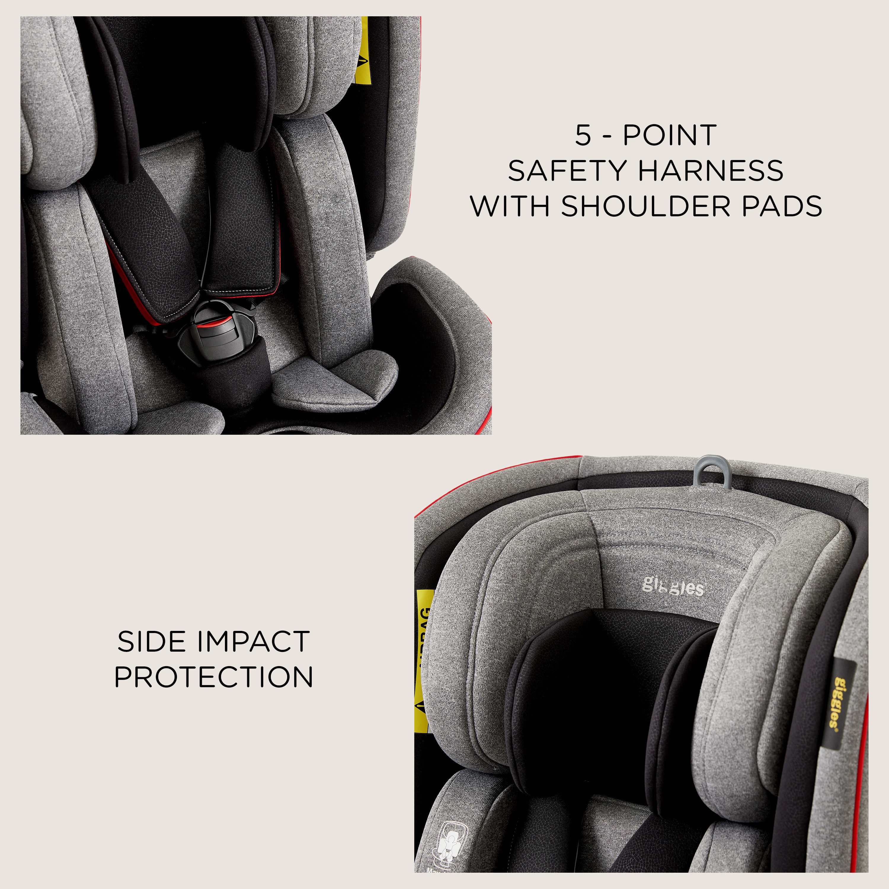 Giggles OrbitFix 4-in-1 Car Seat - Grey (Up to 12 years)-baby-gear-carseats-image-9