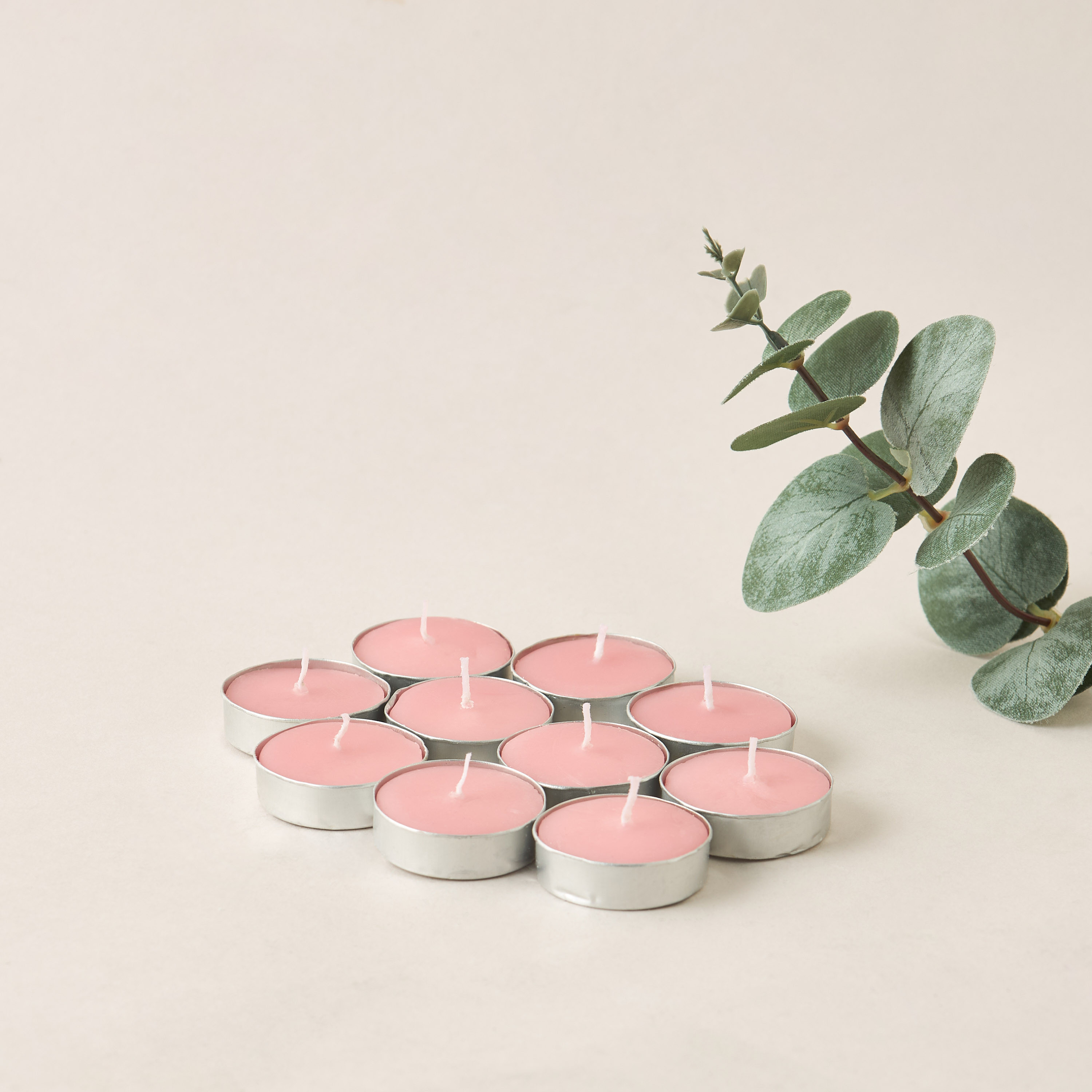 Rose and Jasmine Scented 10-Piece Tealight Candle Set - 10 gms-household-homefragrance-candles-image-1
