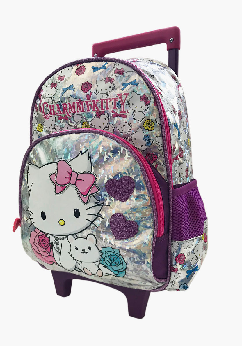 Hello Kitty Print Trolley Backpack with Retractable Handle - 14 inches-Trolleys-image-1