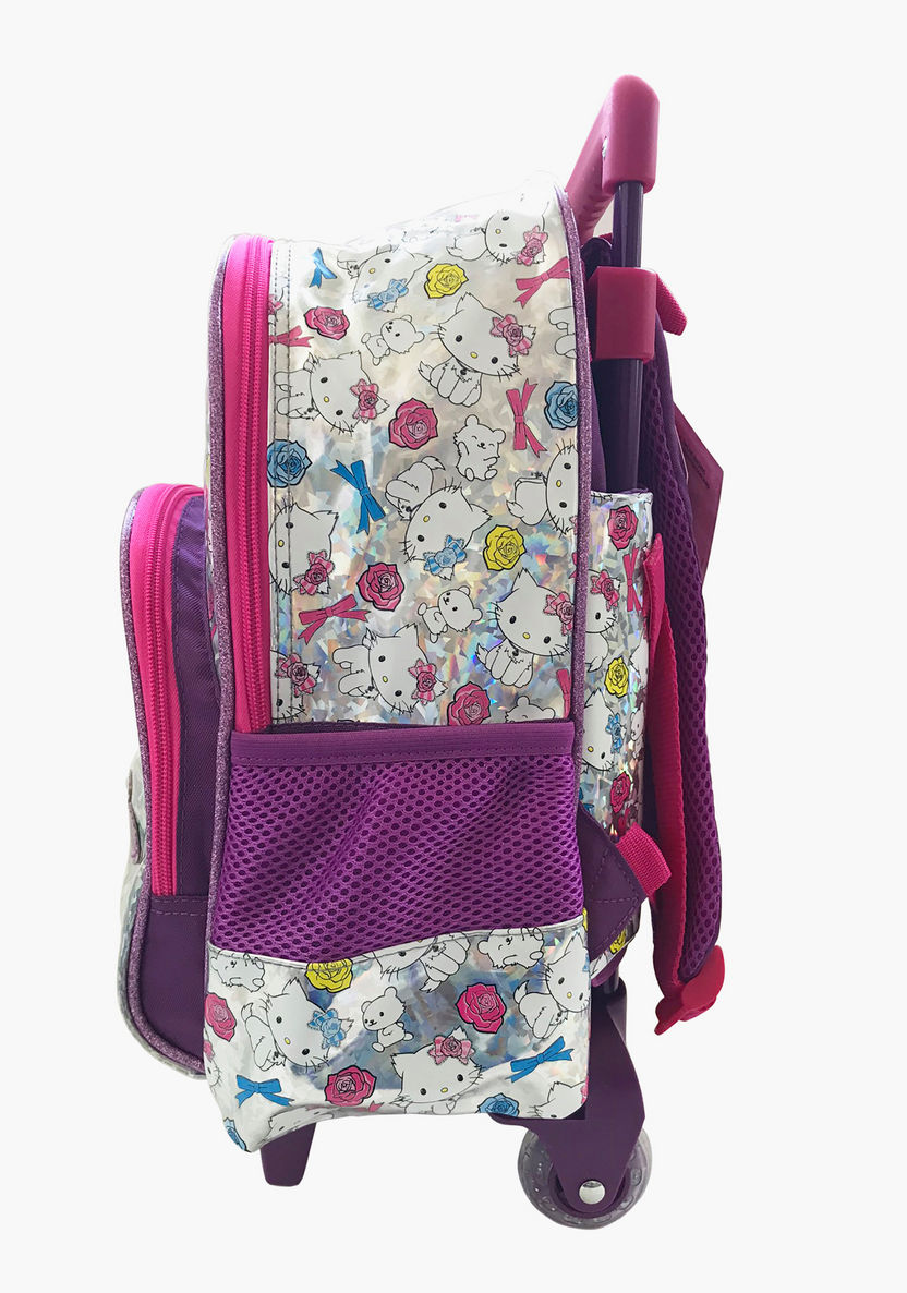 Hello Kitty Print Trolley Backpack with Retractable Handle - 14 inches-Trolleys-image-2
