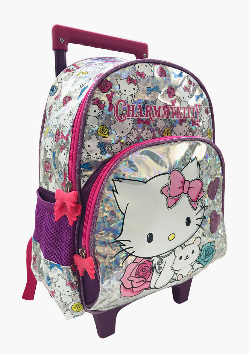 Hello Kitty Print Trolley Backpack with Retractable Handle - 14 inches-Trolleys-image-5