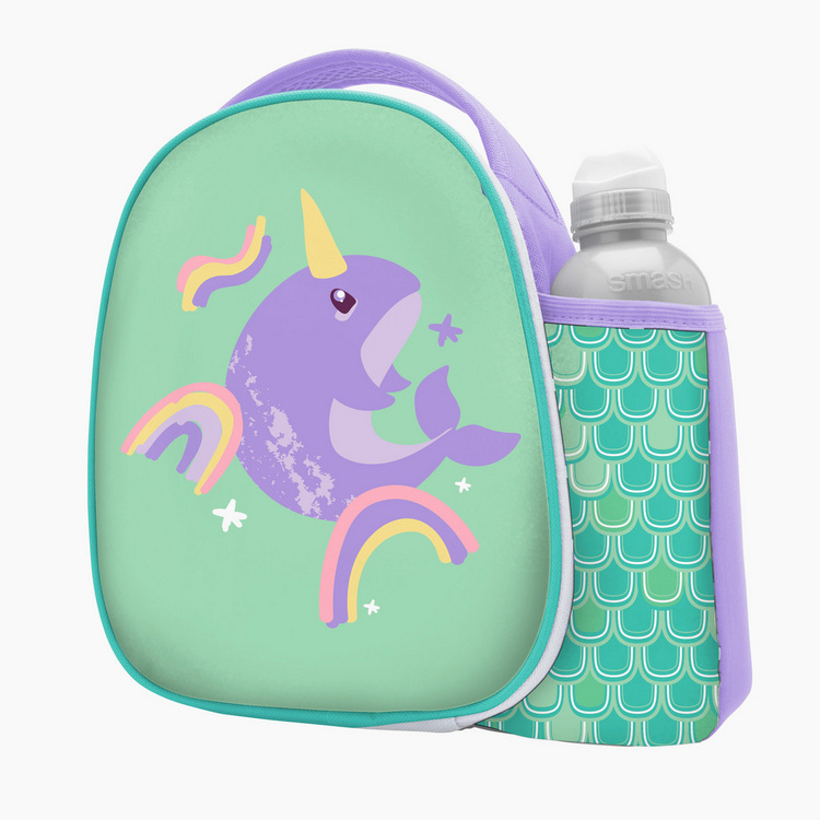 Smash Dolphin Print Lunch Bag with Bottle Holder