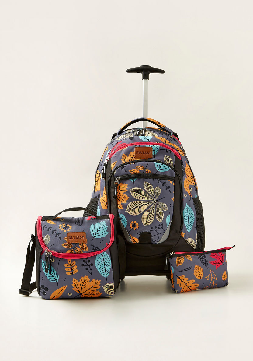 Juniors Printed 3-Piece Trolley Backpack Set - 16 inches-School Sets-image-0