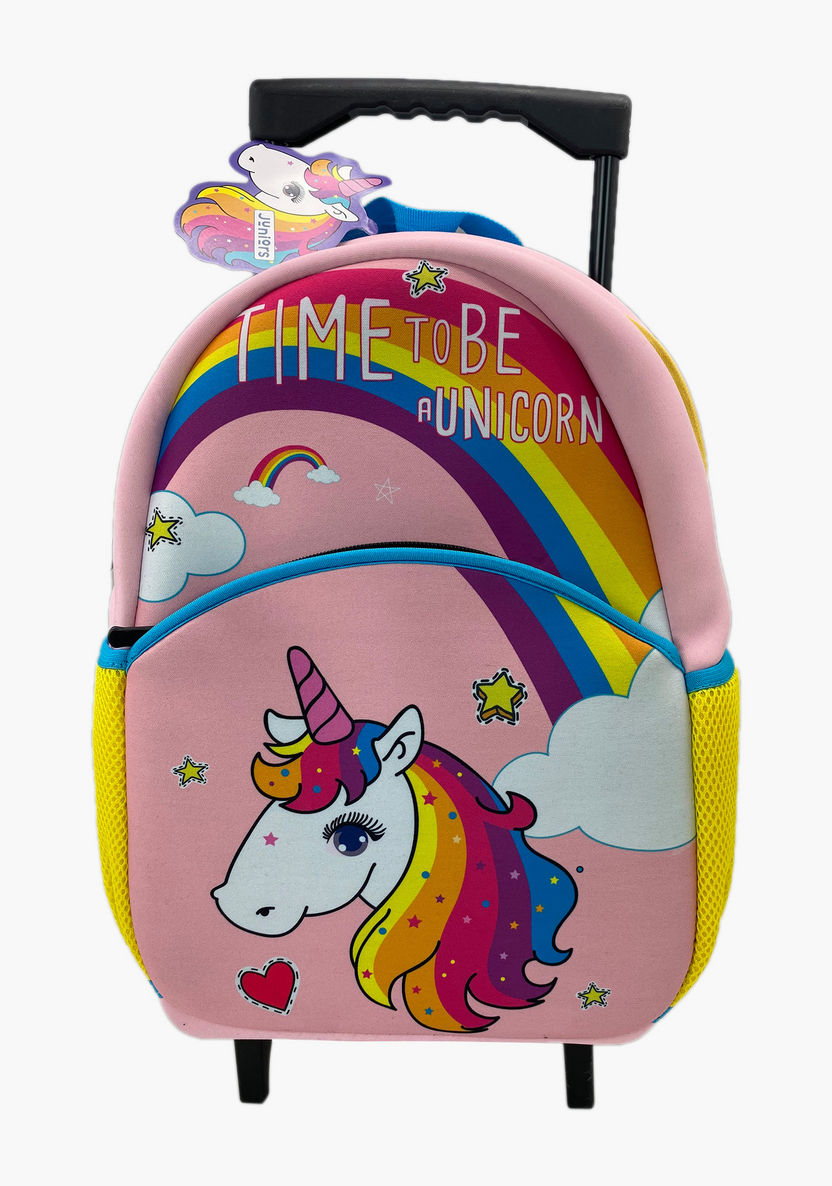 Juniors Unicorn Print Trolley Backpack with Retractable Handle-Trolleys-image-0