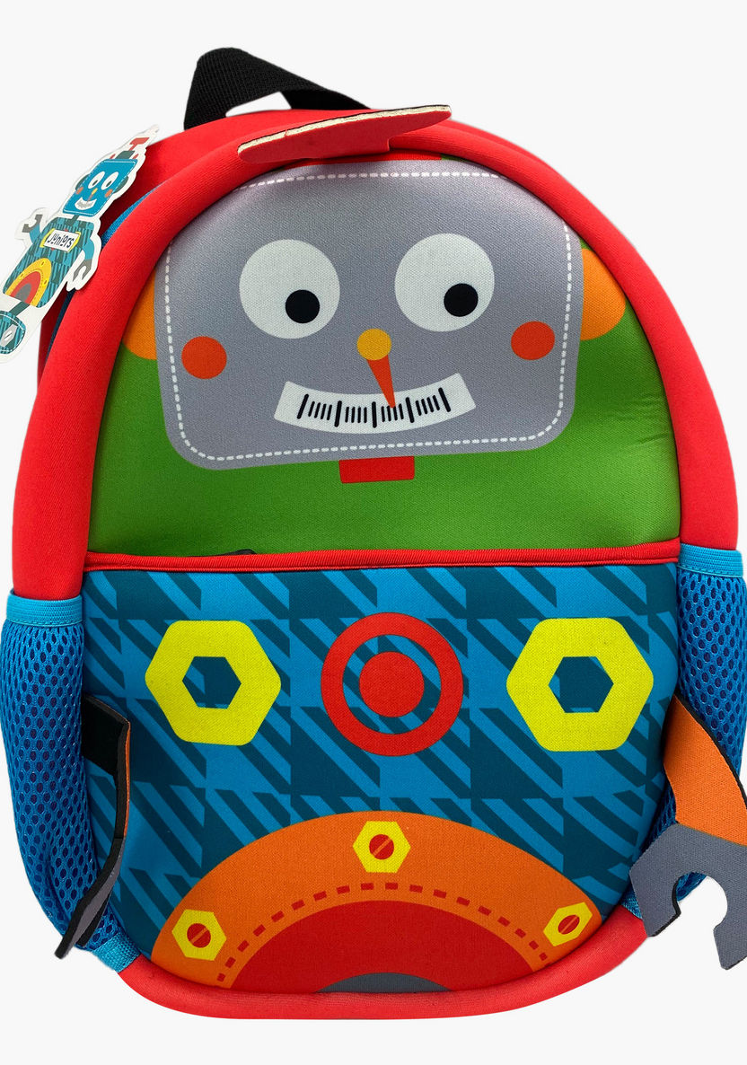 Juniors Robot Print Backpack with Adjustable Straps and Zip Closure-Backpacks-image-0