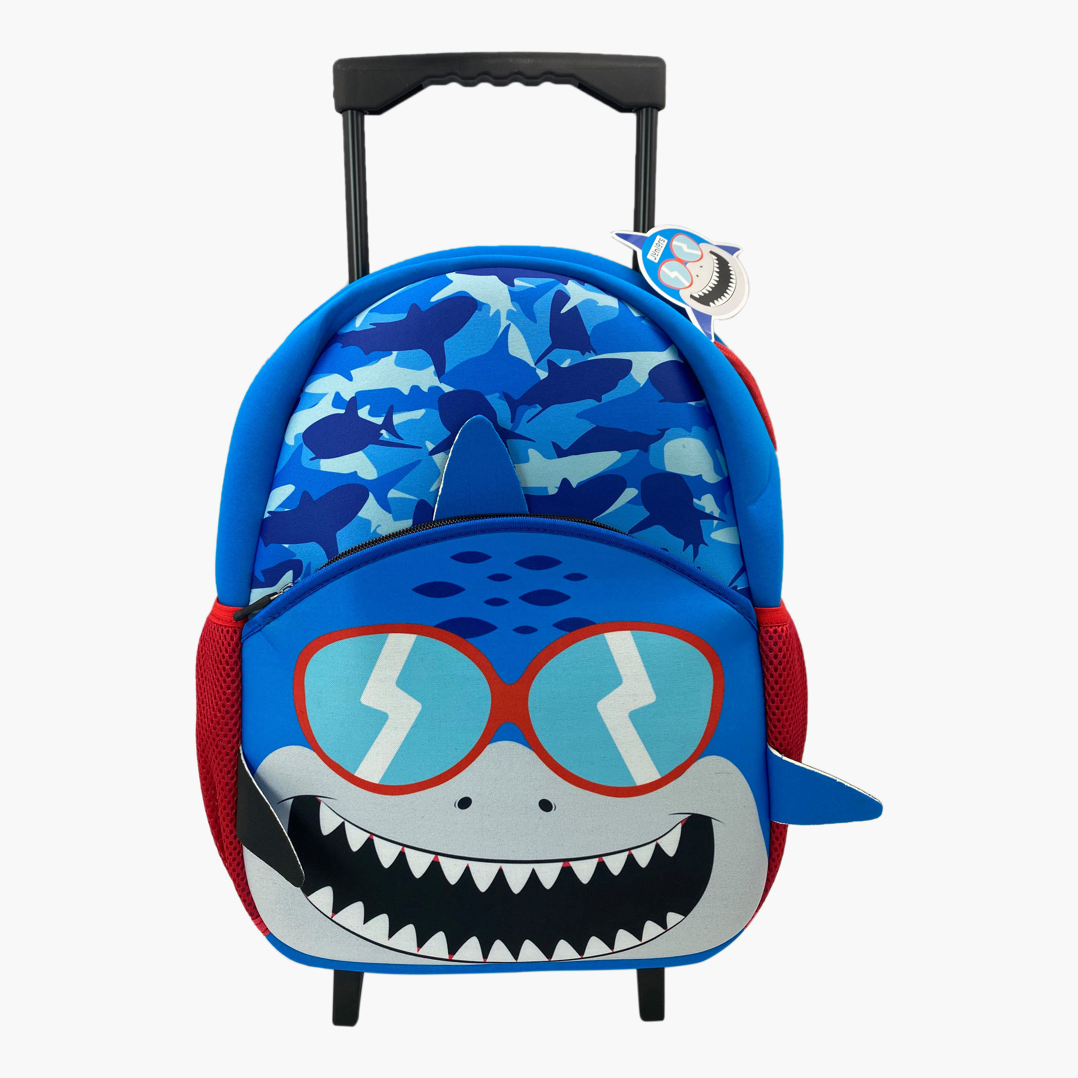 Juniors Shark Print Trolley Backpack with Zip Closure - 14 inches-school-bagsandbackpacks-trolleybags-image-1