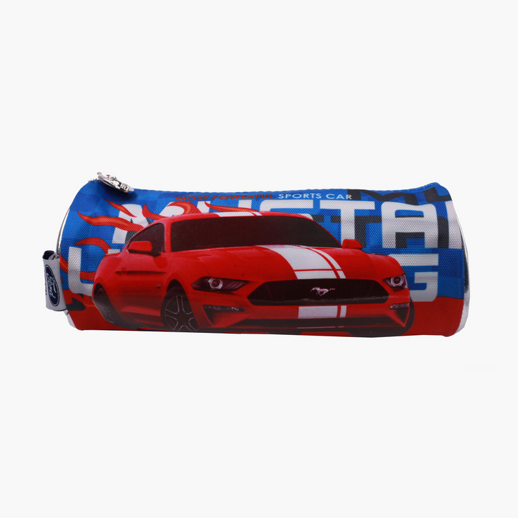 Mustang Printed Round Pencil Case