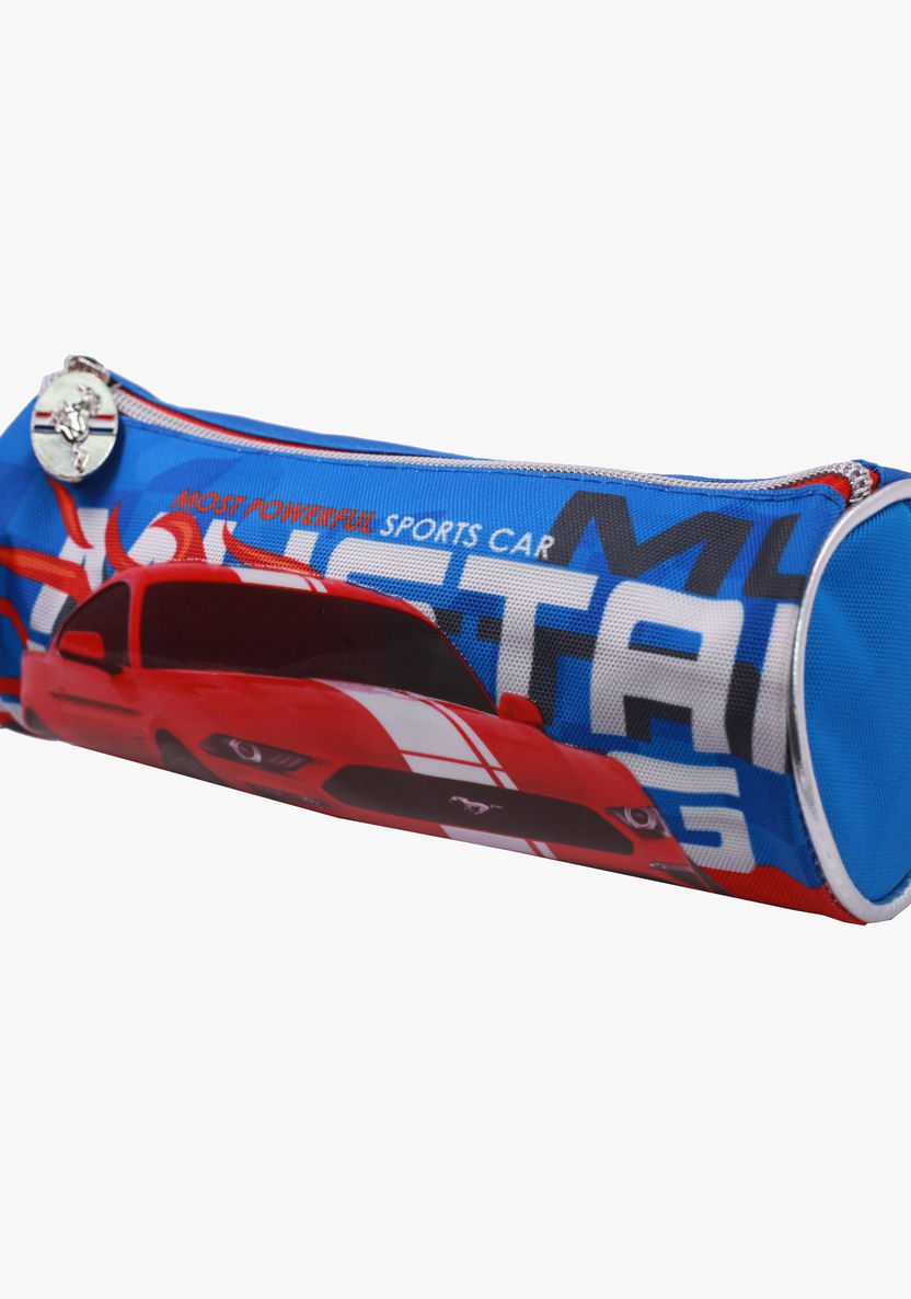 Mustang Printed Round Pencil Case-Pencil Cases-image-1