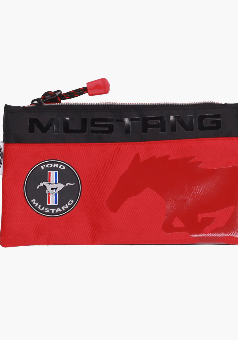 Mustang Printed Pencil Case with Zip Closure-Pencil Cases-image-0