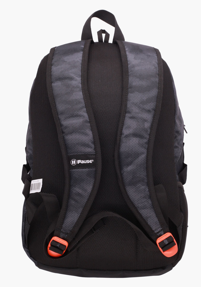 Pause Printed Backpack with Adjustable Straps and Zip Closure-Backpacks-image-2