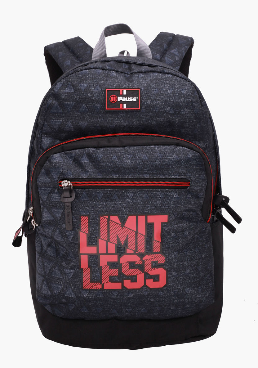 Pause Printed Backpack with Adjustable Shoulder Straps and Top Handle-Backpacks-image-0