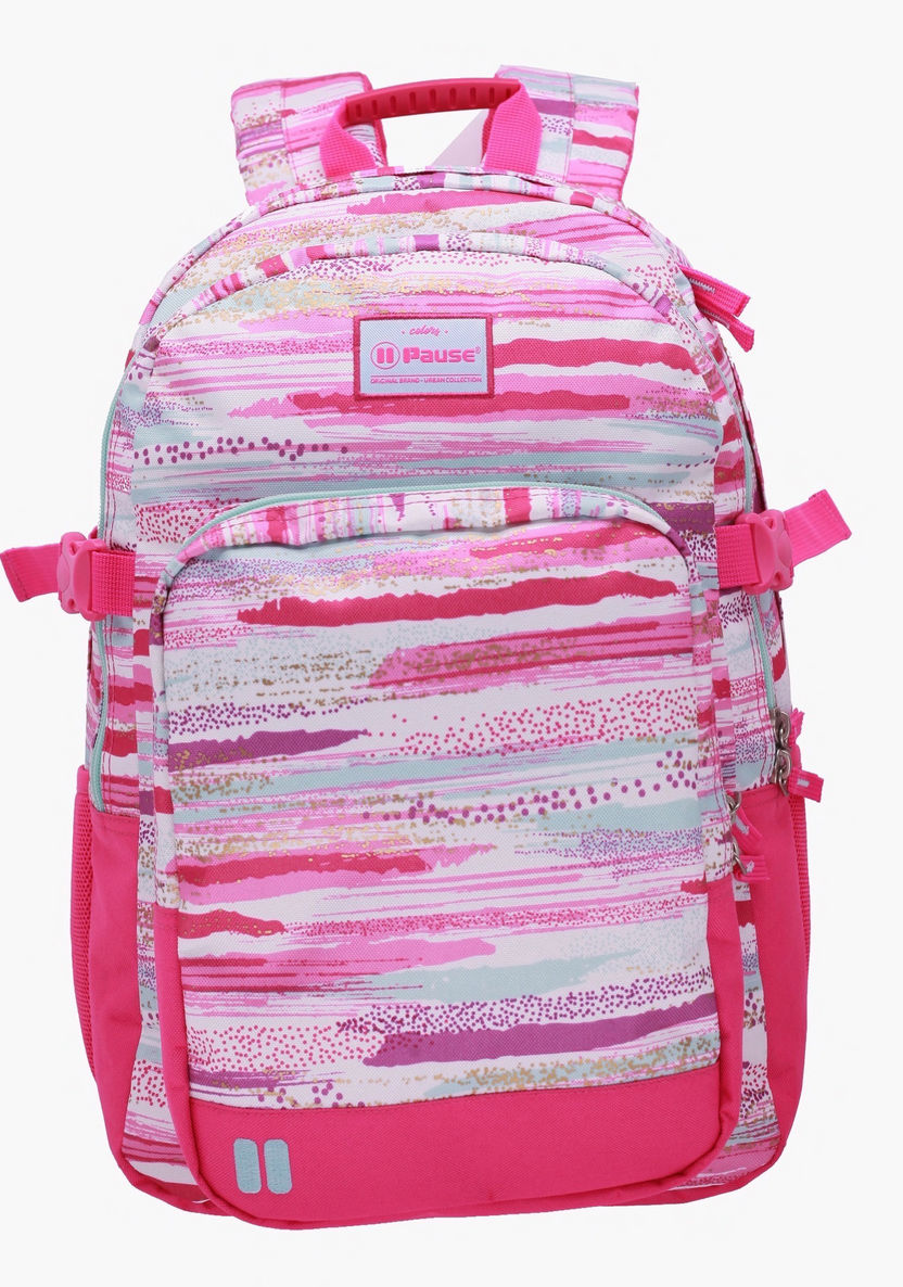 Pause Printed Backpack with Adjustable Shoulder Straps - 18 inches-Backpacks-image-0