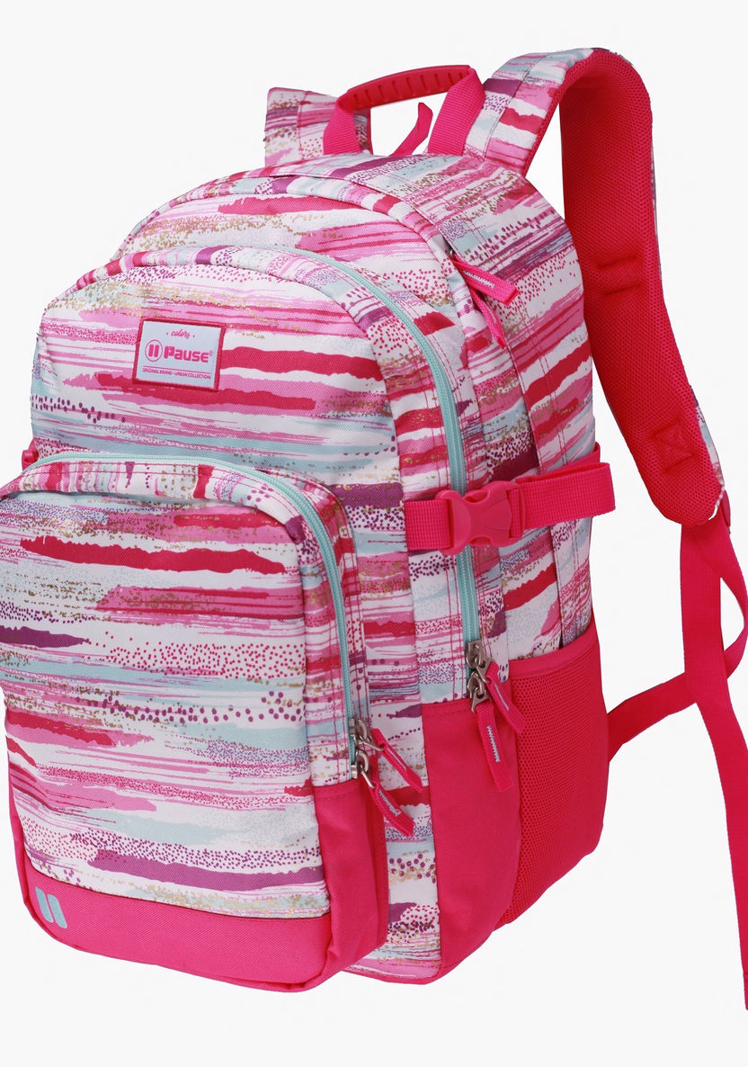 Pause Printed Backpack with Adjustable Shoulder Straps - 18 inches-Backpacks-image-2