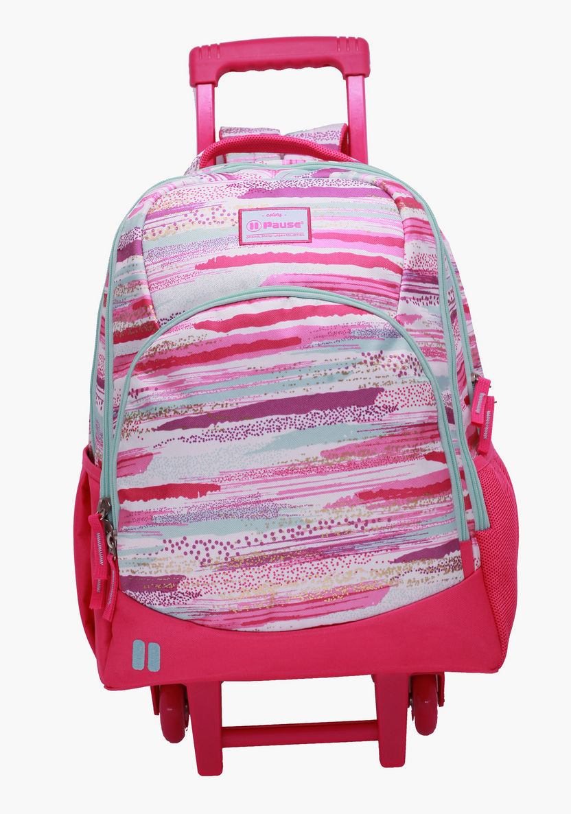 Pause Printed Trolley Backpack with Retractable Handle - 18 inches-Trolleys-image-0