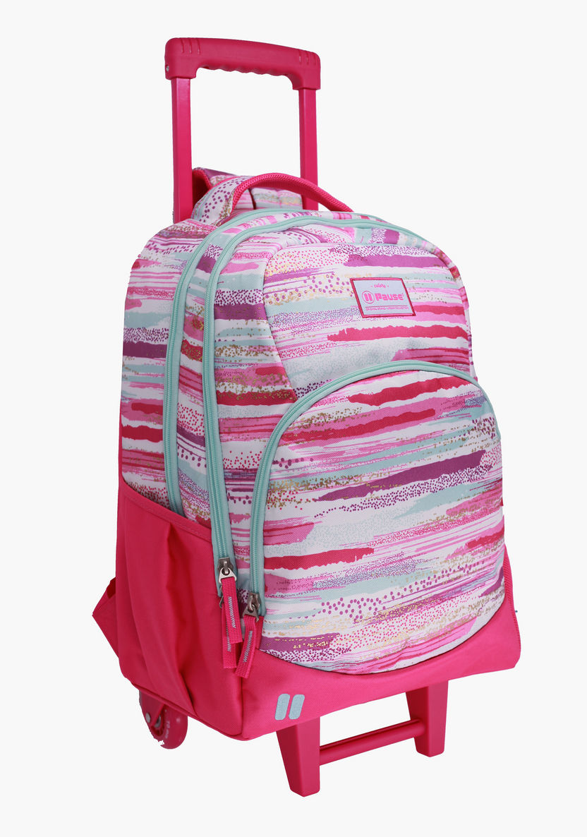 Pause Printed Trolley Backpack with Retractable Handle - 18 inches-Trolleys-image-1