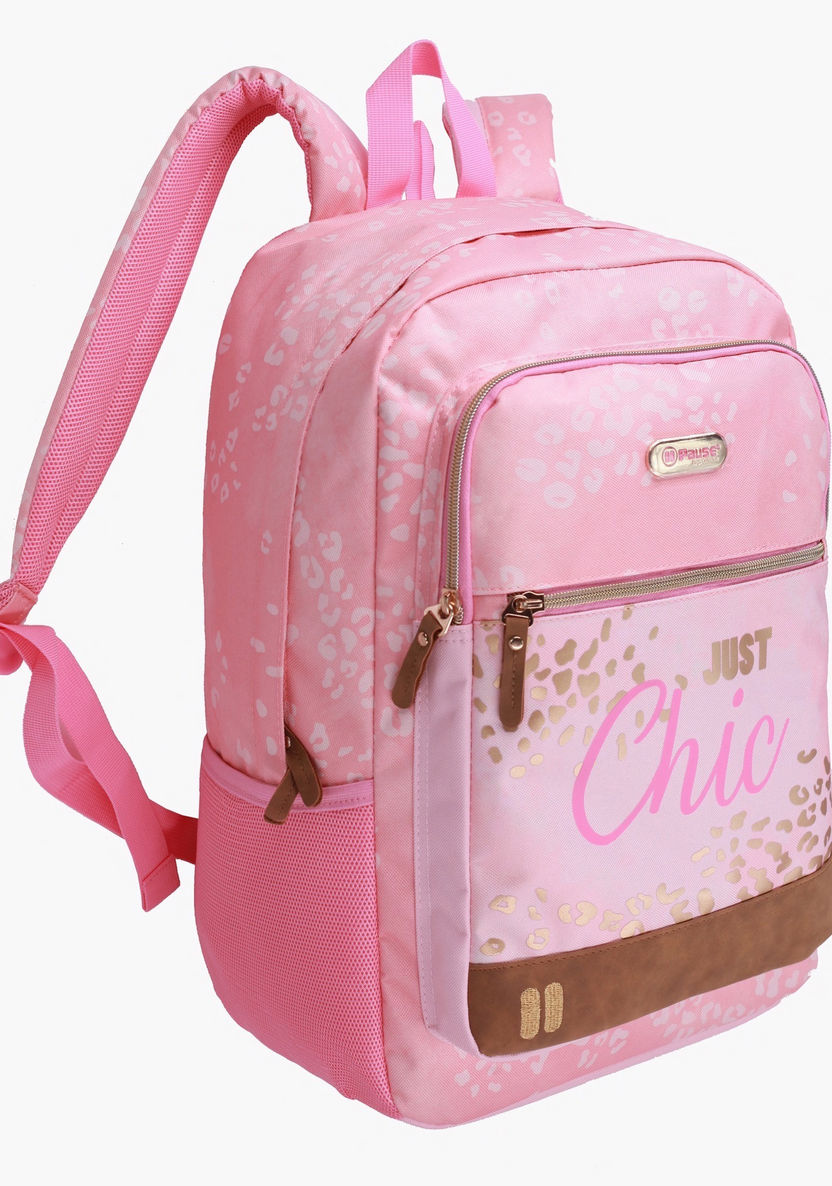 Pause Printed Backpack with Adjustable Straps - 18 inches-Backpacks-image-0