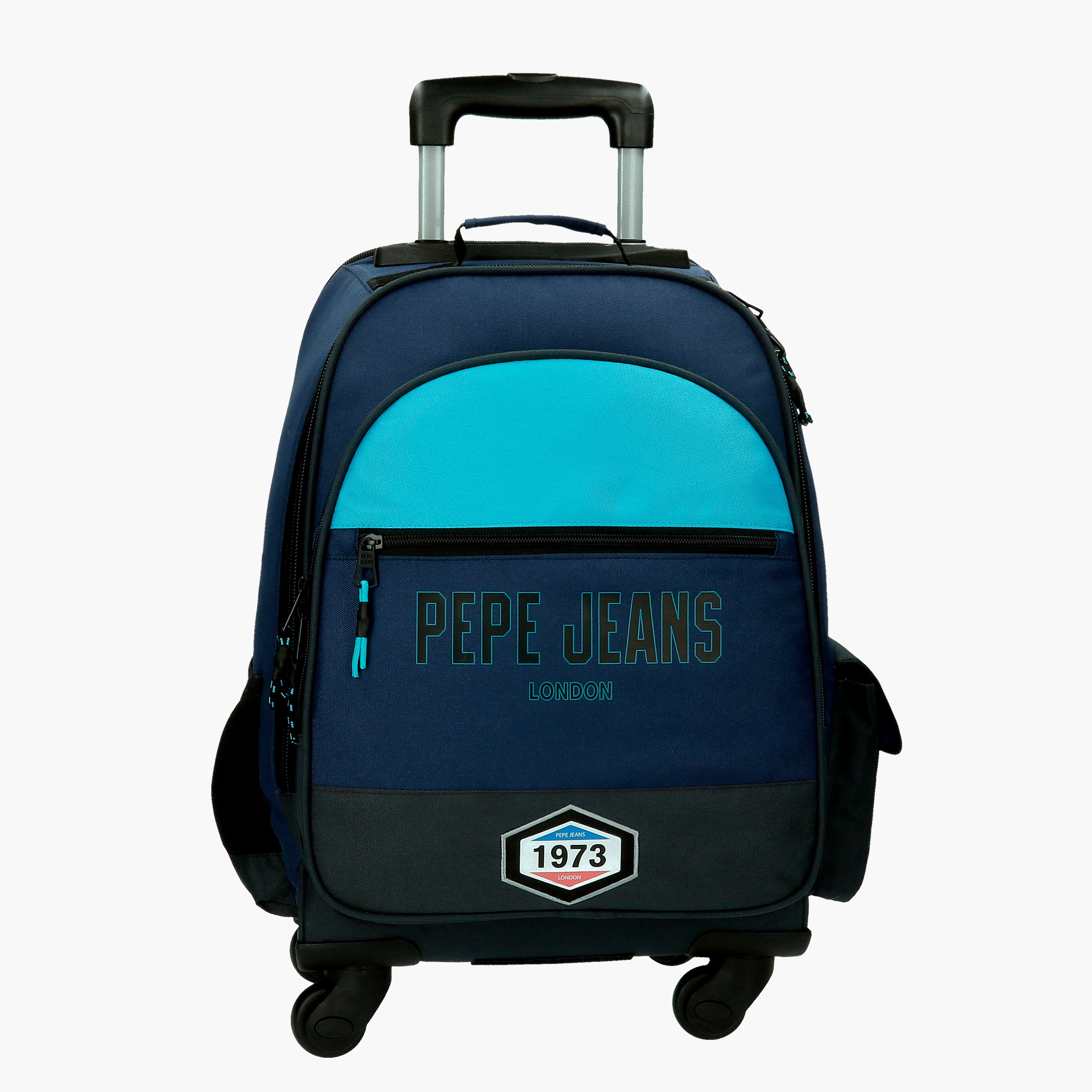Pepe Jeas Skyler Textured Trolley Backpack with Retractable Handle-school-bagsandbackpacks-trolleybags-image-1