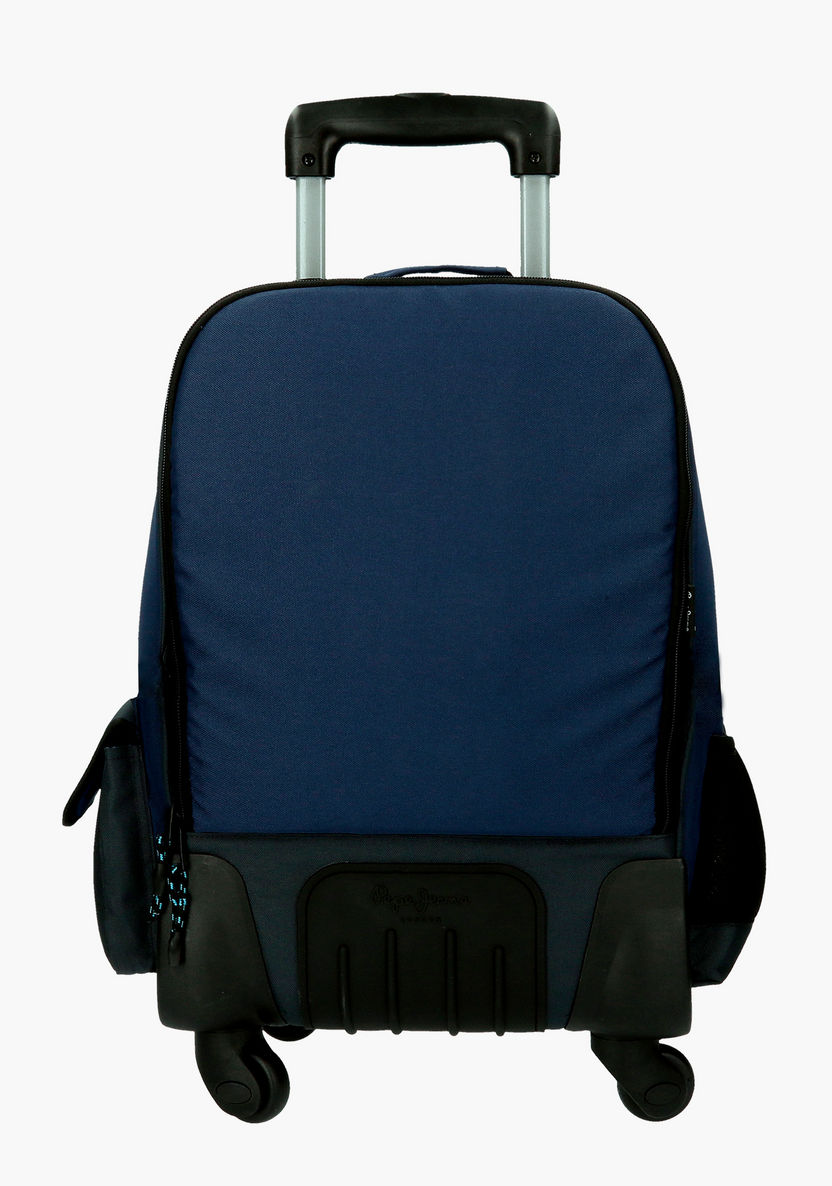 Pepe Jeas Skyler Textured Trolley Backpack with Retractable Handle-Trolleys-image-1