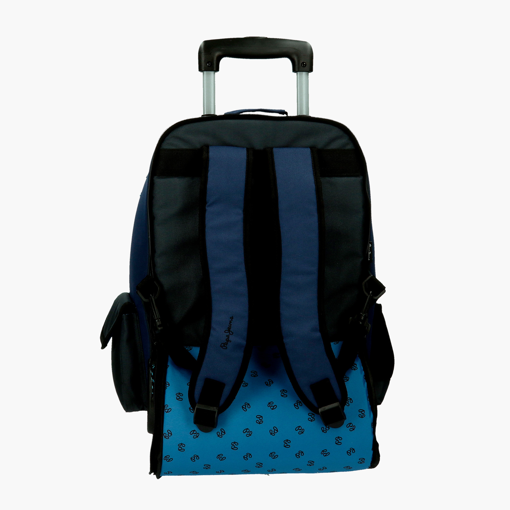 Pepe Jeas Skyler Textured Trolley Backpack with Retractable Handle-school-bagsandbackpacks-trolleybags-image-3