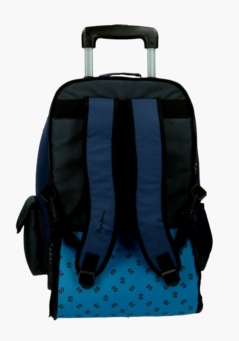 Pepe Jeas Skyler Textured Trolley Backpack with Retractable Handle-Trolleys-image-2