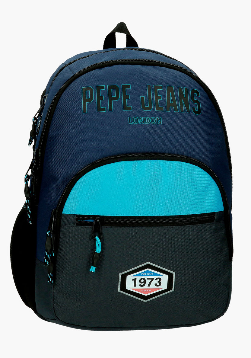 Pepe Jeans Textured Skyler Backpack with Adjustable Shoulder Straps-Backpacks-image-0