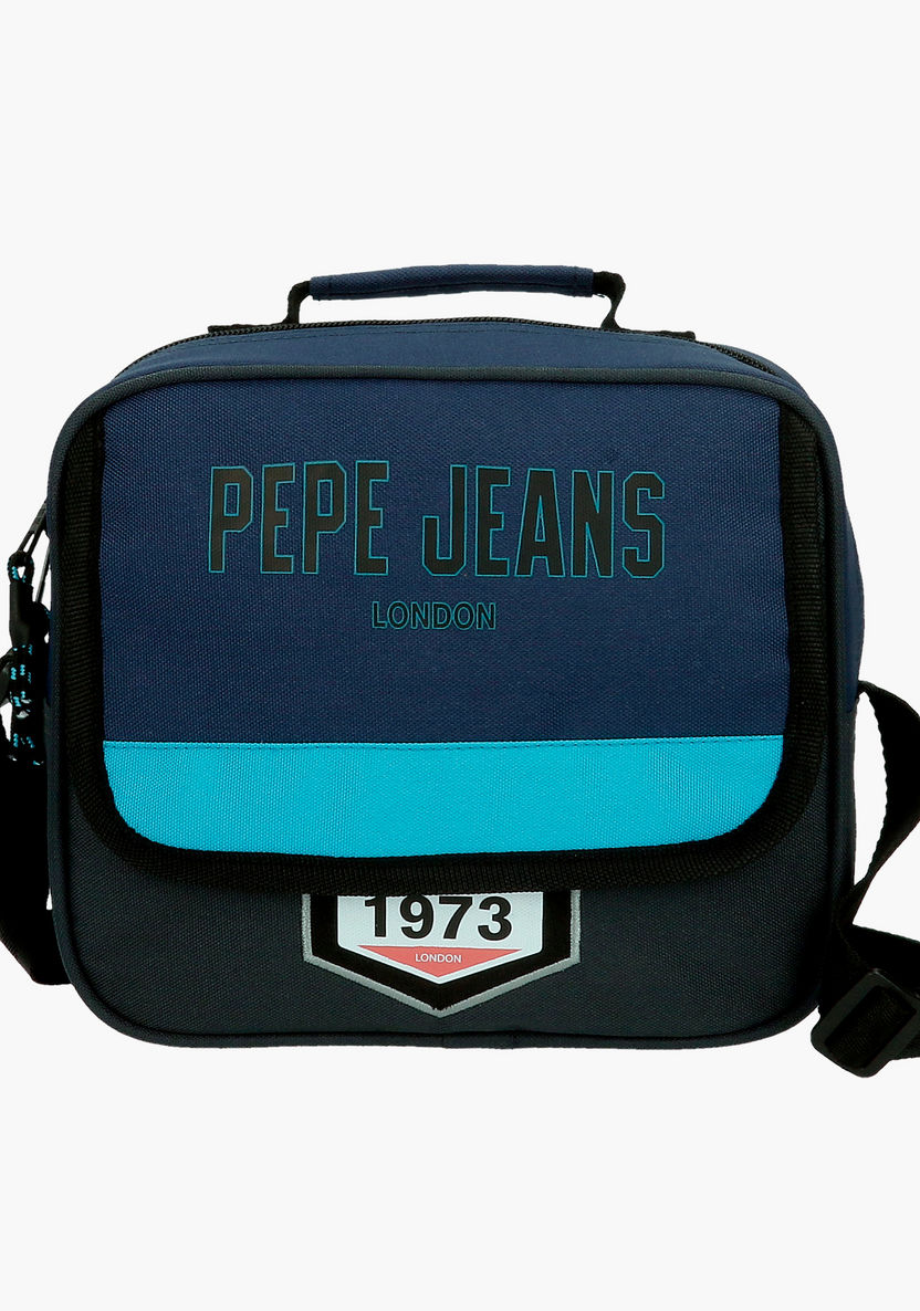 Pepe Jeans Skyler Textured Lunch Bag with Adjustable Strap-Lunch Bags-image-0