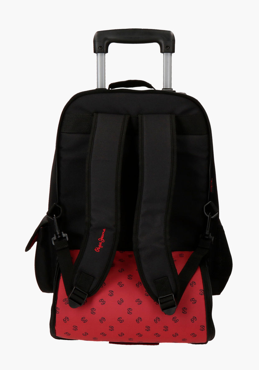 Pepe Jeans Printed Trolley Backpack with Adjustable Straps - 20 inches-Trolleys-image-2