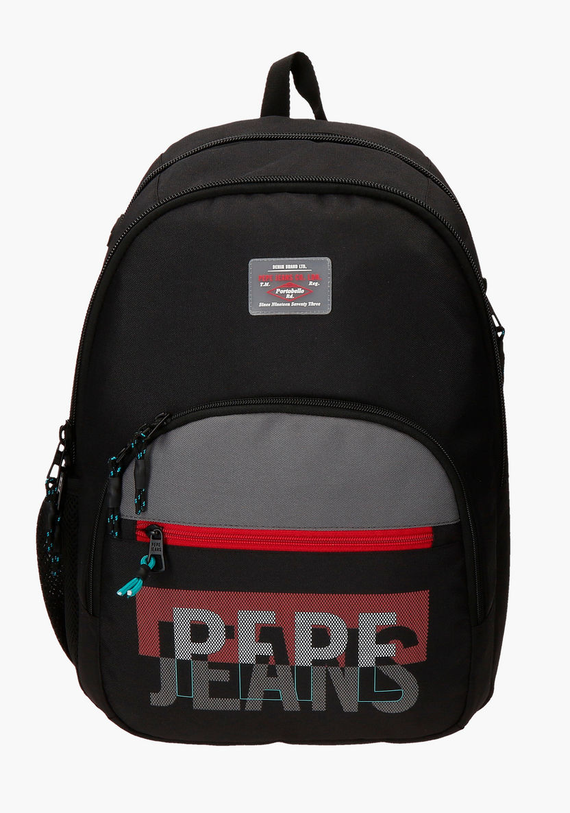 Pepe Jeans Malden Textured Backpack with Adjsutable Shoulder Straps-Backpacks-image-0