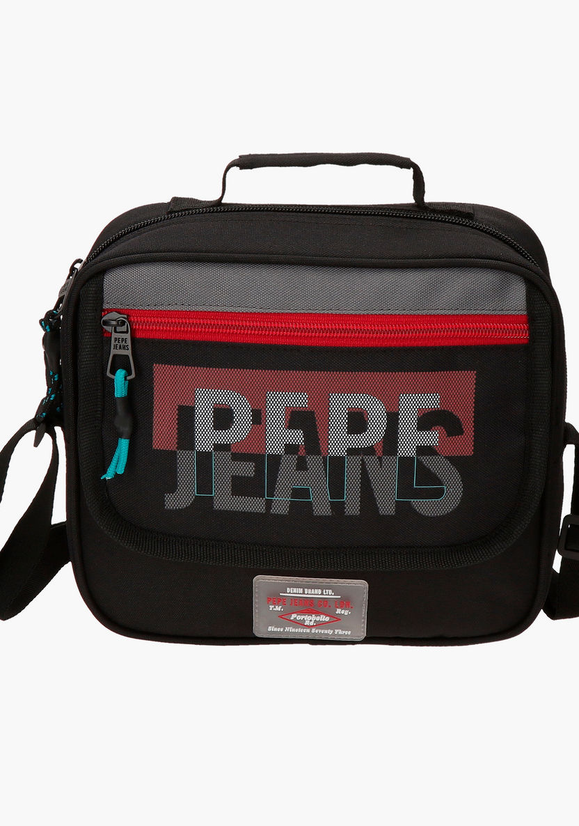 Pepe Jeans Malden Textured Lunch Bag with Adjustable Strap-Lunch Bags-image-0