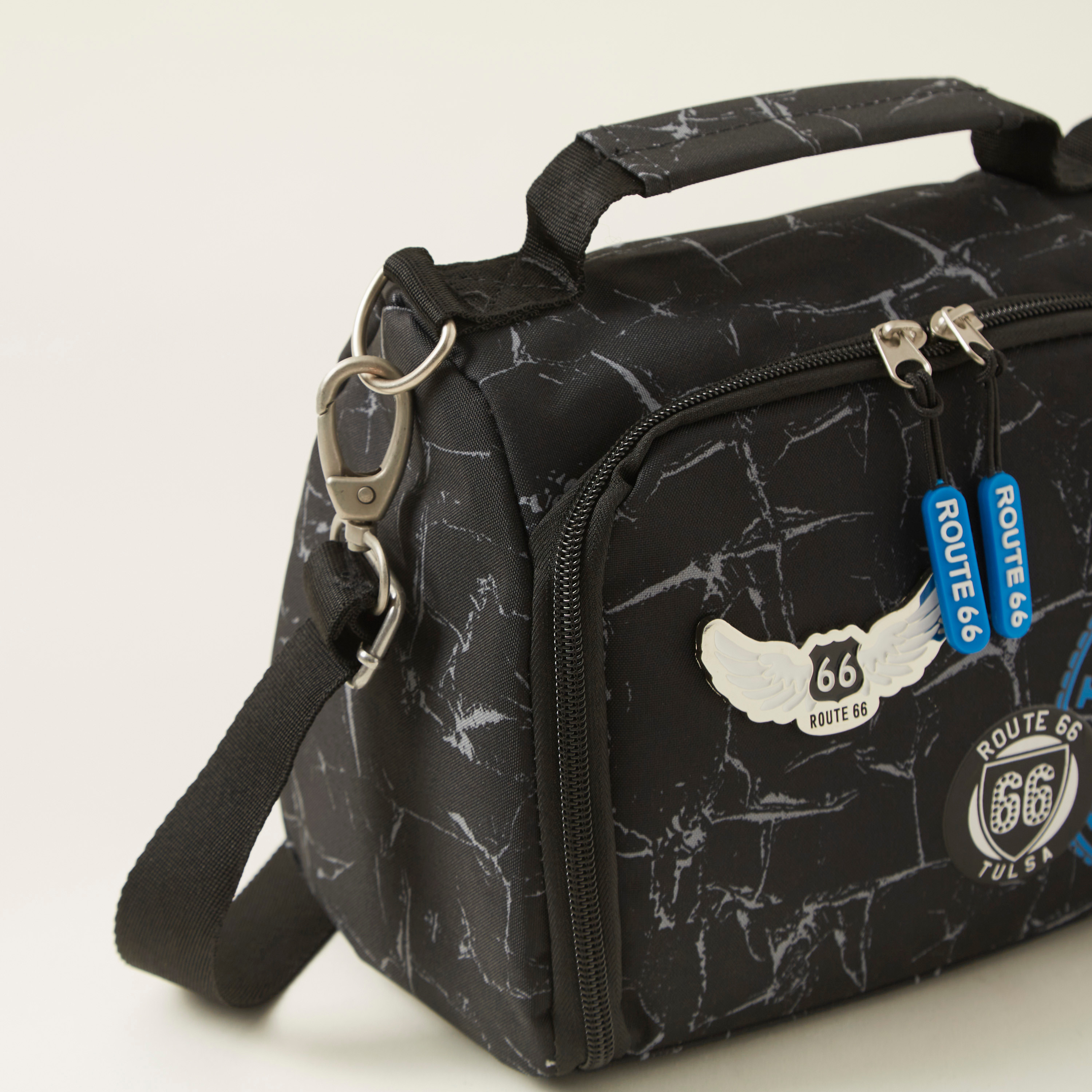Busquets Route 66 Print Lunch Bag with Strap and Zip Closure-school-lunchessentials-lunchbags-image-3