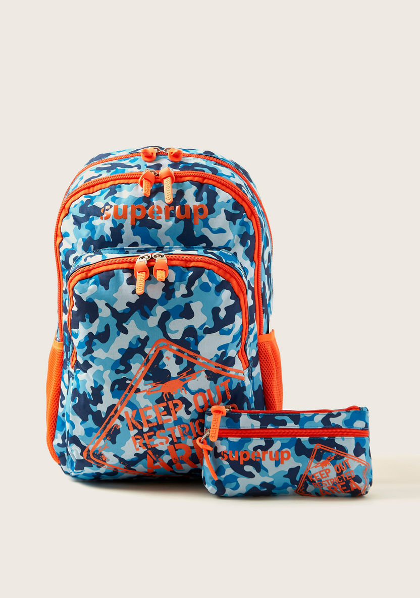 Busquets Camouflage Print Backpack with Pencil Case - 18 inches-Backpacks-image-0