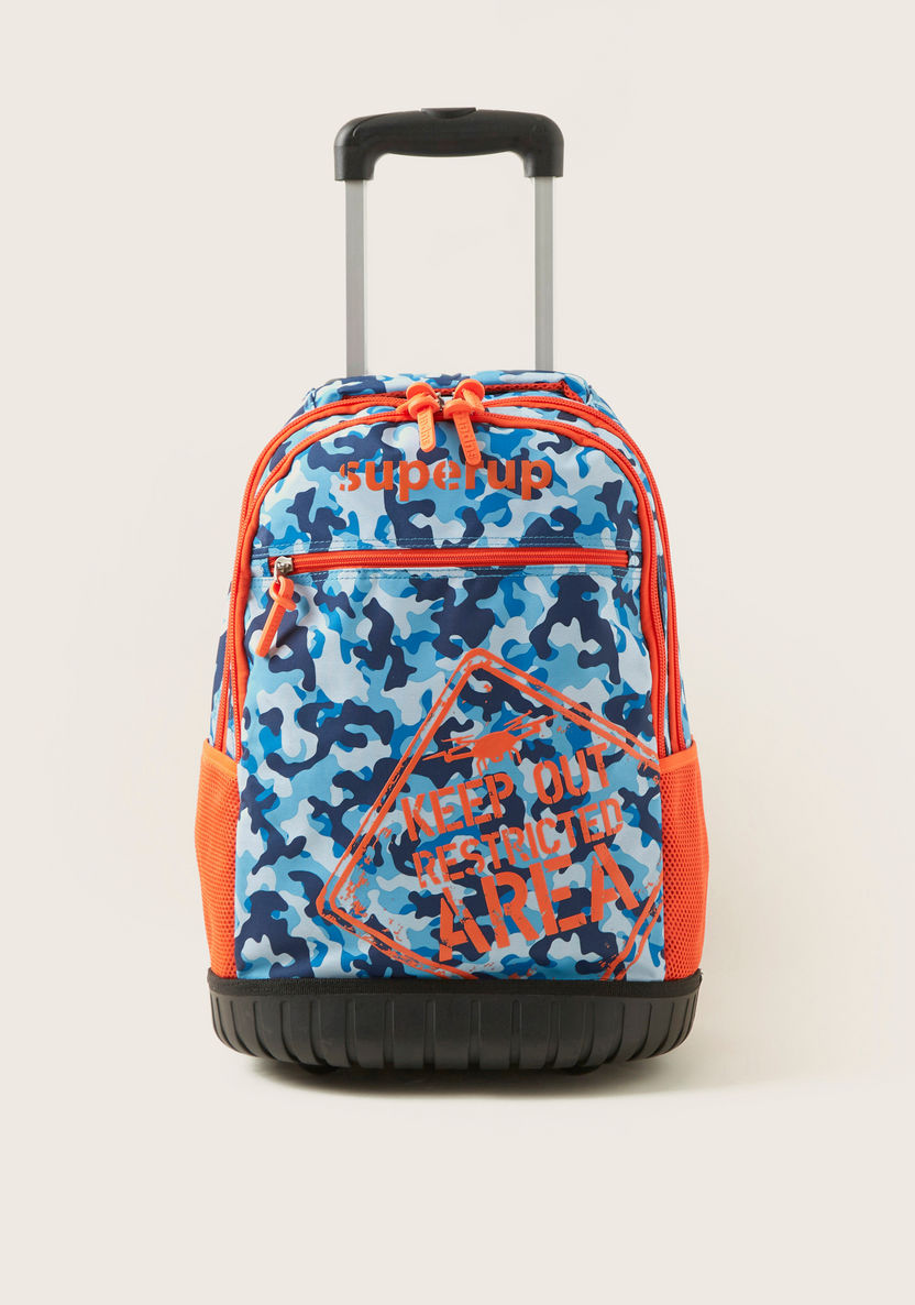 Busquets Printed Trolley Backpack with Adjustable Straps-Trolleys-image-0