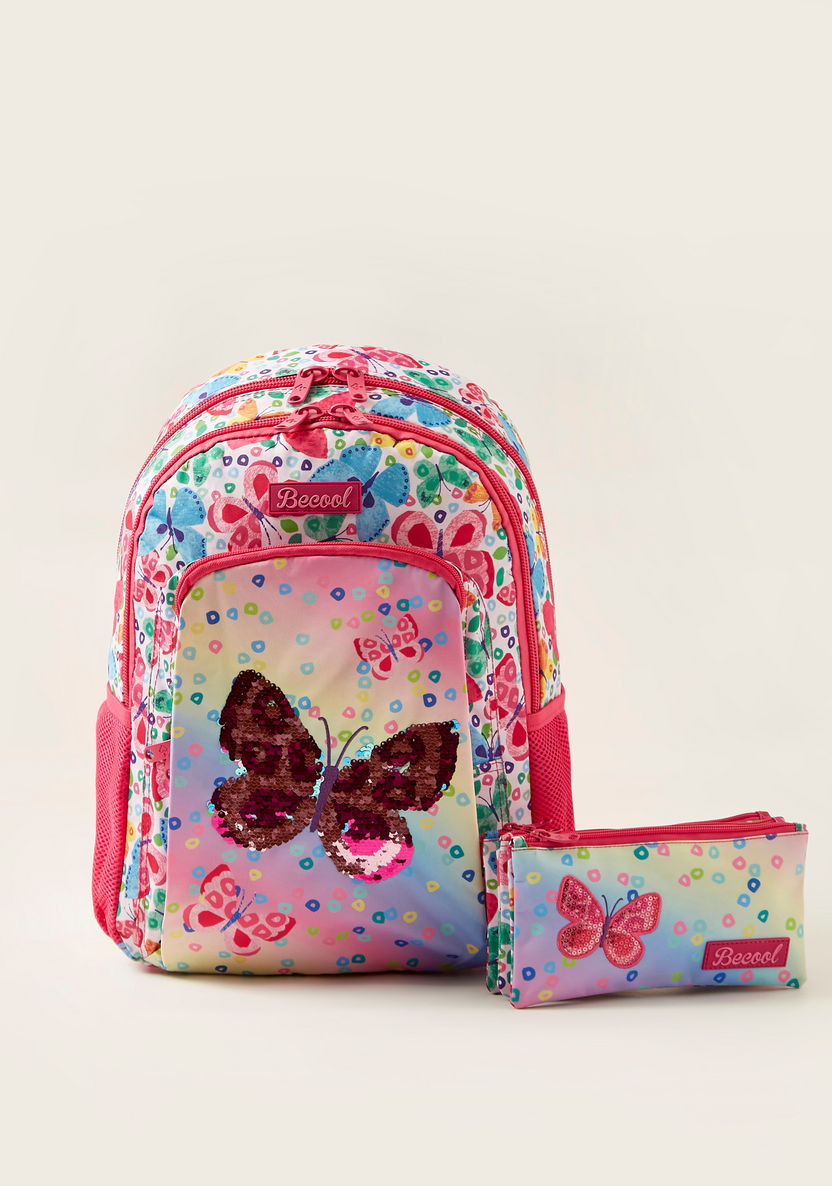 Busquets Graphic Print Backpack with Pencil Case-Backpacks-image-0
