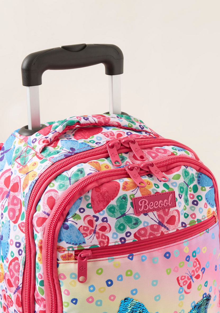 Busquets Graphic Print Trolley Backpack with Sequin Detail-Trolleys-image-1