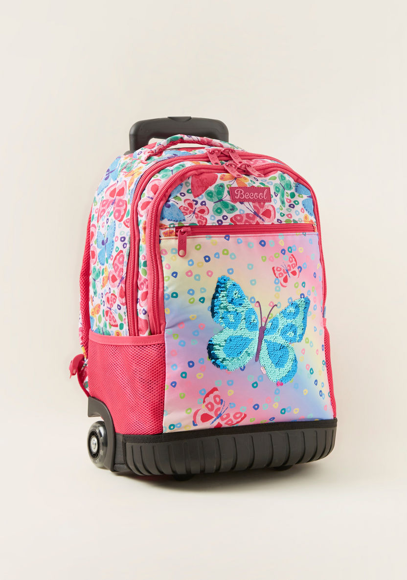 Busquets Graphic Print Trolley Backpack with Sequin Detail-Trolleys-image-2