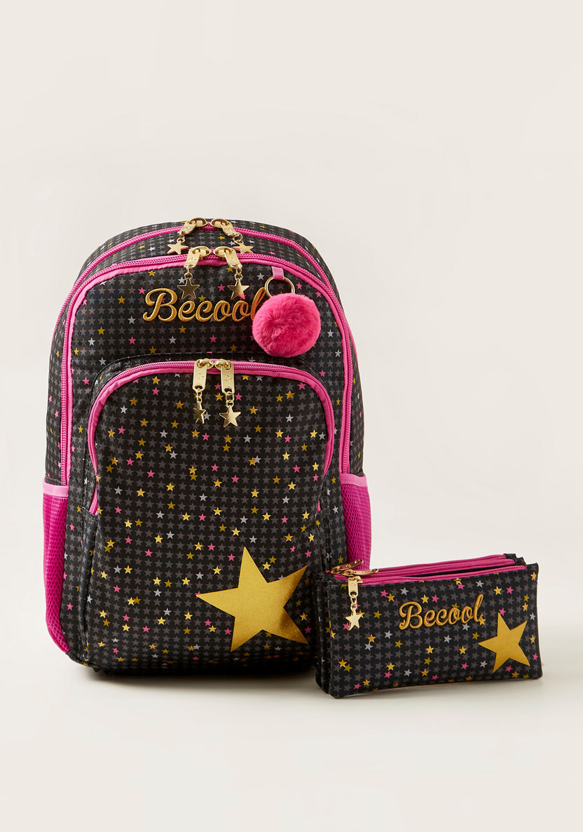 Busquets Star Print Backpack with Pencil Case-Backpacks-image-0