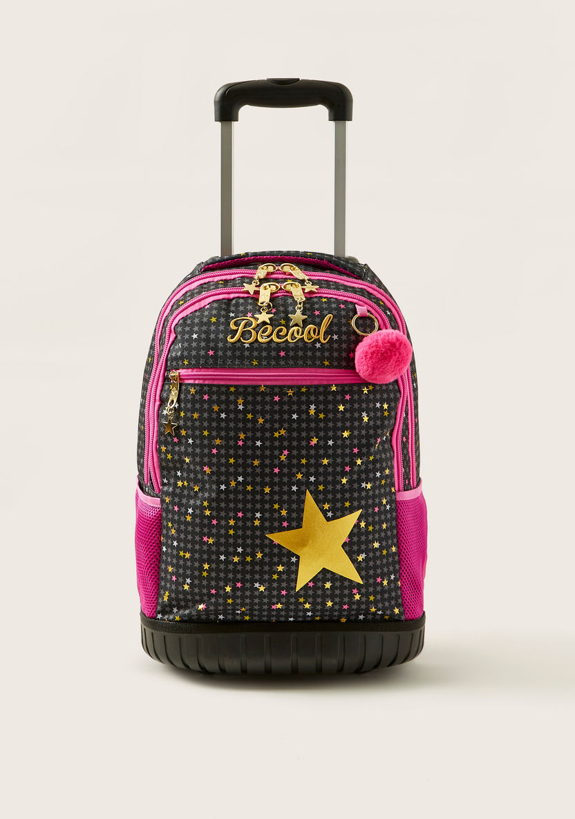 Busquets Star Print Trolley Backpack with Adjustbale Shoulder Straps-Trolleys-image-0