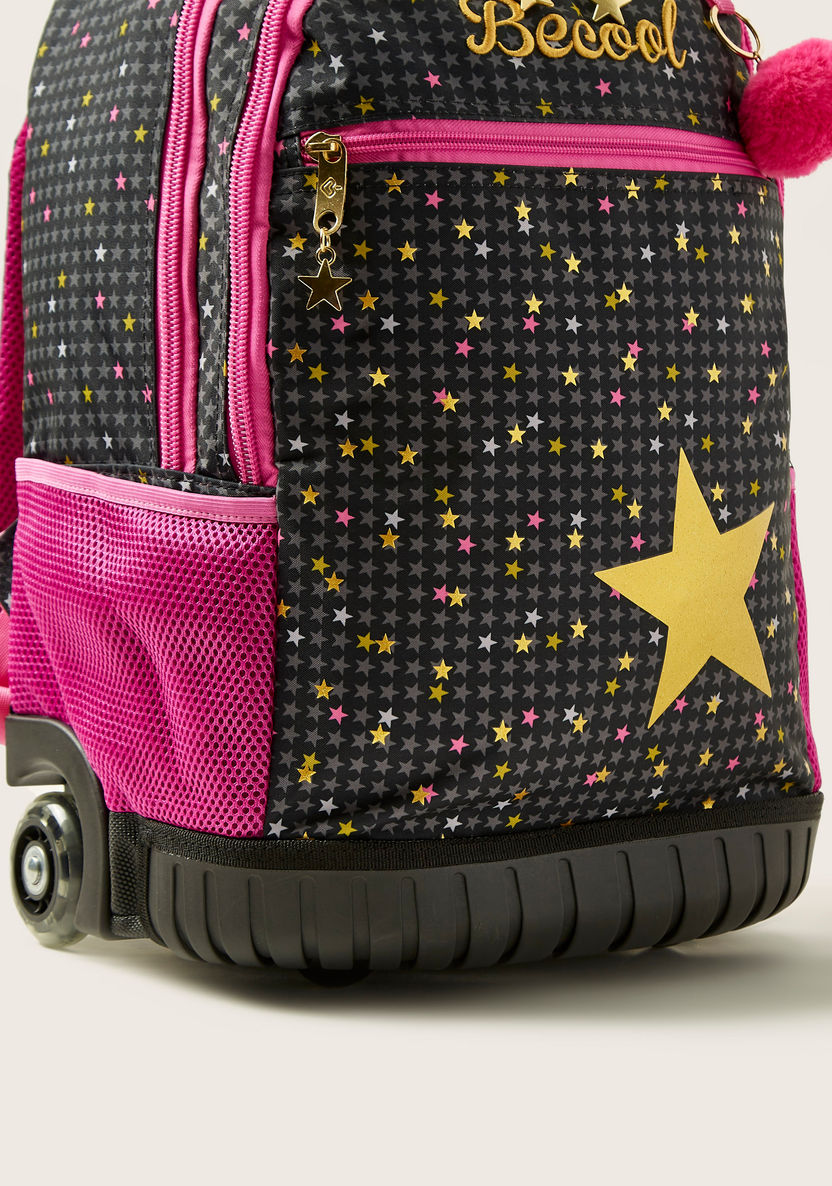 Busquets Star Print Trolley Backpack with Adjustbale Shoulder Straps-Trolleys-image-3