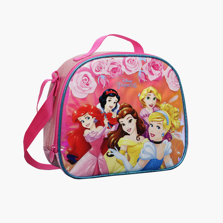 Disney Princess Print Lunch Bag with Strap and Zip Closure