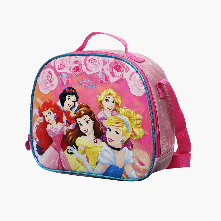 Disney Princess Print Lunch Bag with Strap and Zip Closure