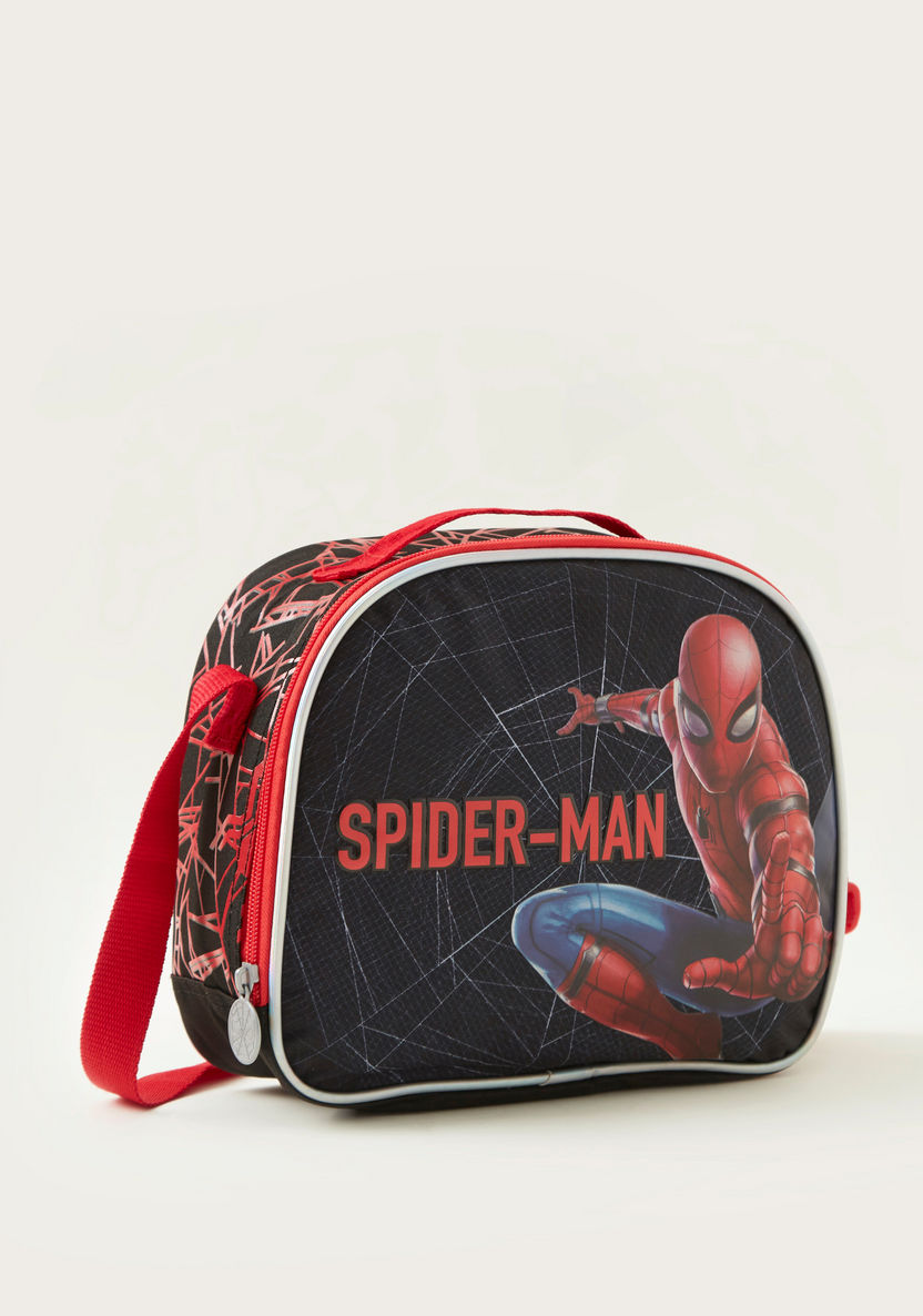 Spider-Man Print Lunch Bag with Strap and Zip Closure-Lunch Bags-image-0