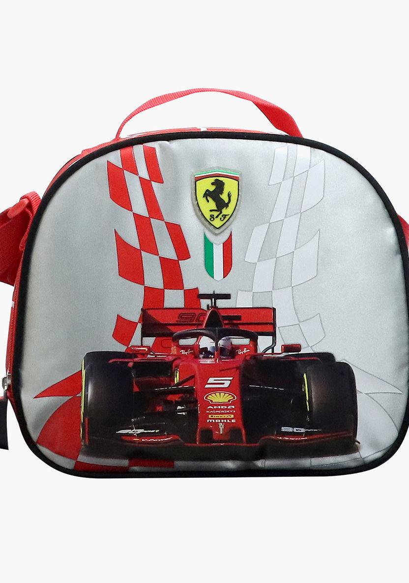 Ferrari Print Lunch Bag with Strap and Zip Closure-Lunch Bags-image-0