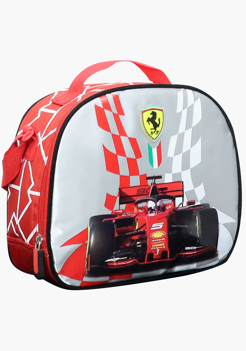 Ferrari Print Lunch Bag with Strap and Zip Closure-Lunch Bags-image-1