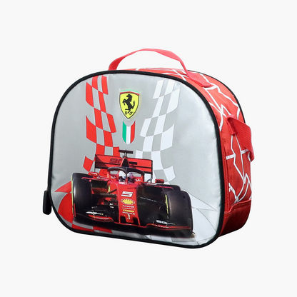 Ferrari Print Lunch Bag with Strap and Zip Closure